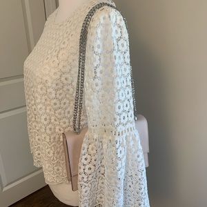 Size 6 J. Crew Ivory Lace Blouse with Bell Sleeves